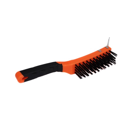 PLASTIC HANDLE WIRE BRUSH W/ SCRAPER